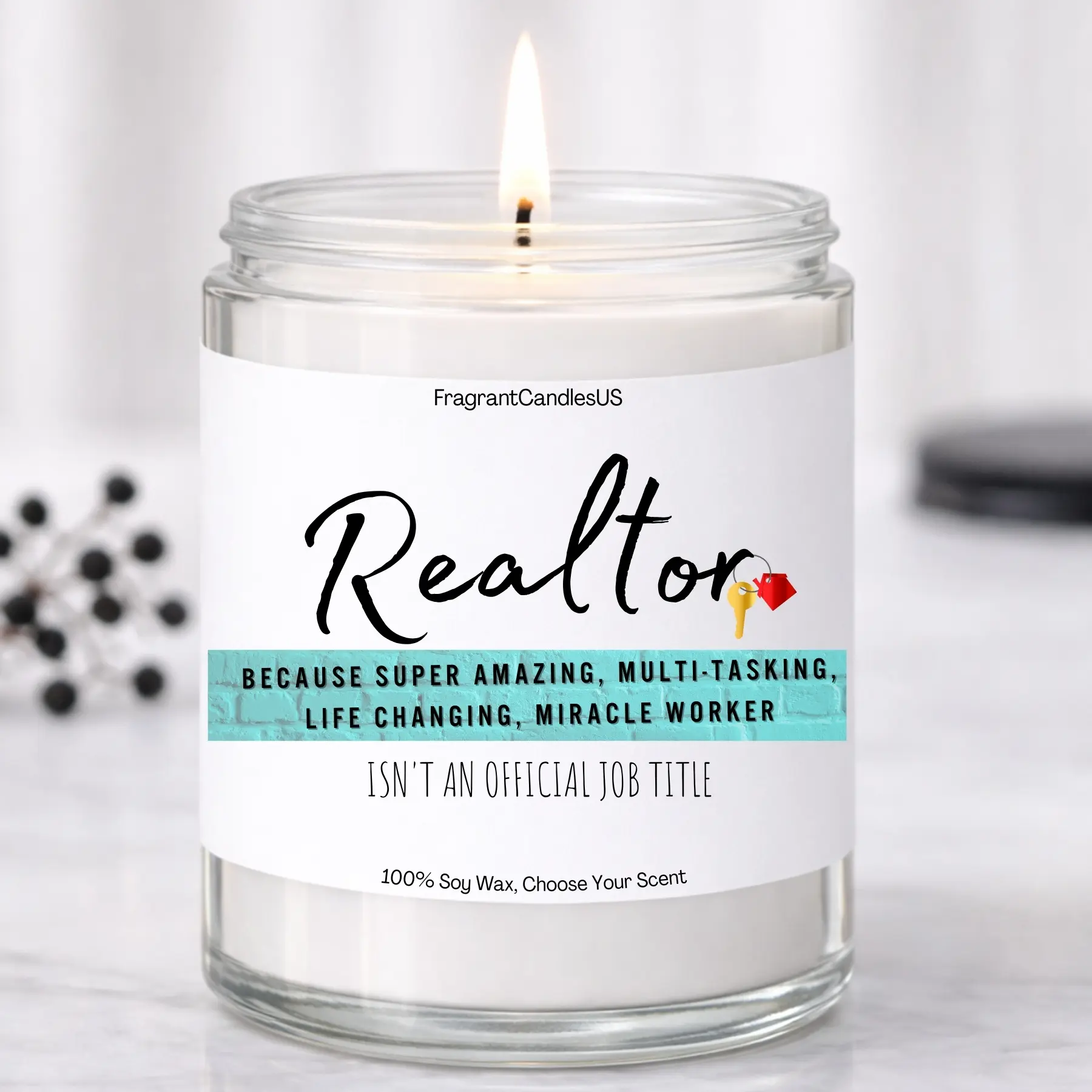 FragrantCandlesUS Natural Fragrance Soy Wax Household Aromatherapy Candle - Strawberry & Vanilla Scent, Hand-Poured, Long-Lasting, Highly Scented, Glass Jar, Smokeless Wick, Home Supplies, Cozy Home Decor, Freshener, Premium Anniversary Gift