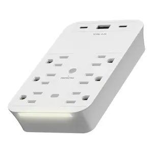 LIDER 6-Outlet Expander with Surge Protector, USB Type A/C, 1 Type A and 2 Type C Ports (4.2A Max), LED Surge Protection Indicator, Protect Up to 1500J, Compatible with Decorator and Standard Duplex, Guide Light