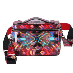 Pre-owned christian louboutin Leather Messenger Bags Kipi Messenger Multicolor Logo Patent Red