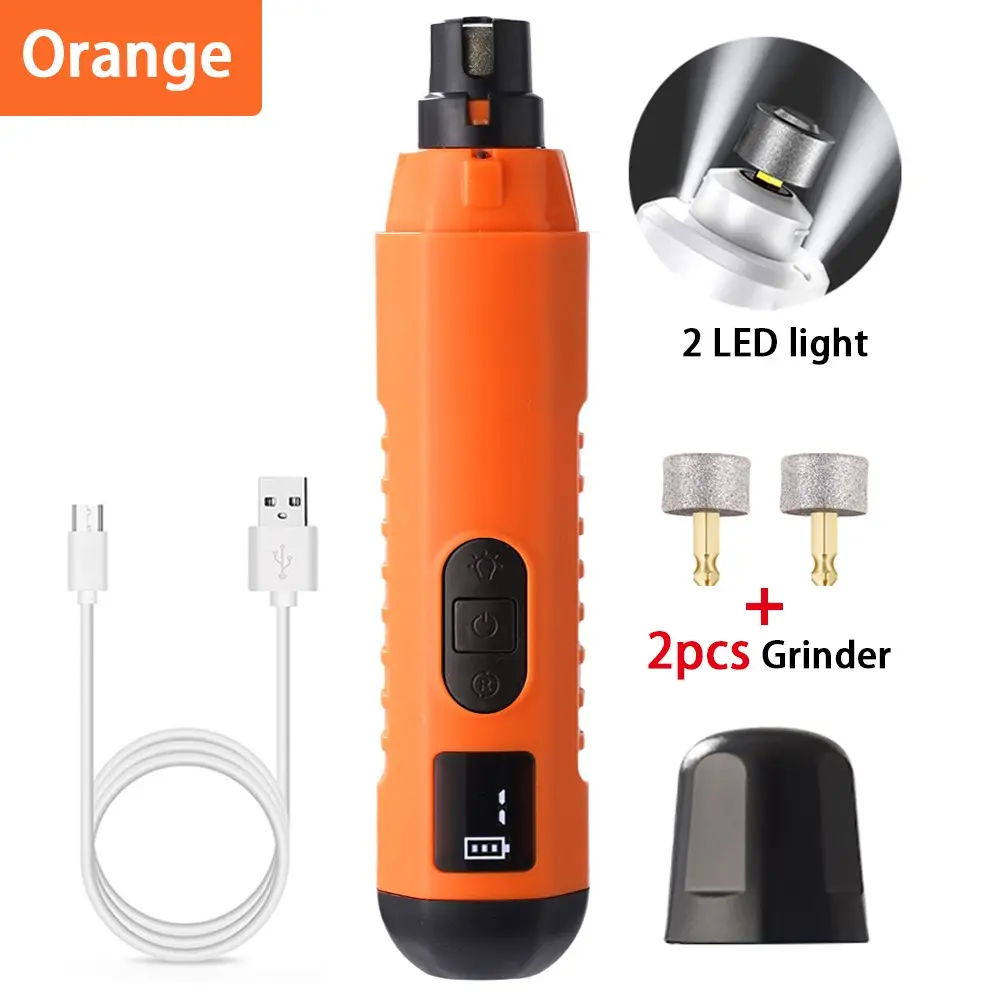 Pet Electric Nail Grinder with LED Lights, 5 Speeds Adjustable Dog Cat Paw Care Tool, Painless Pet Grooming Trimmer, Safe Claw Maintenance Kit