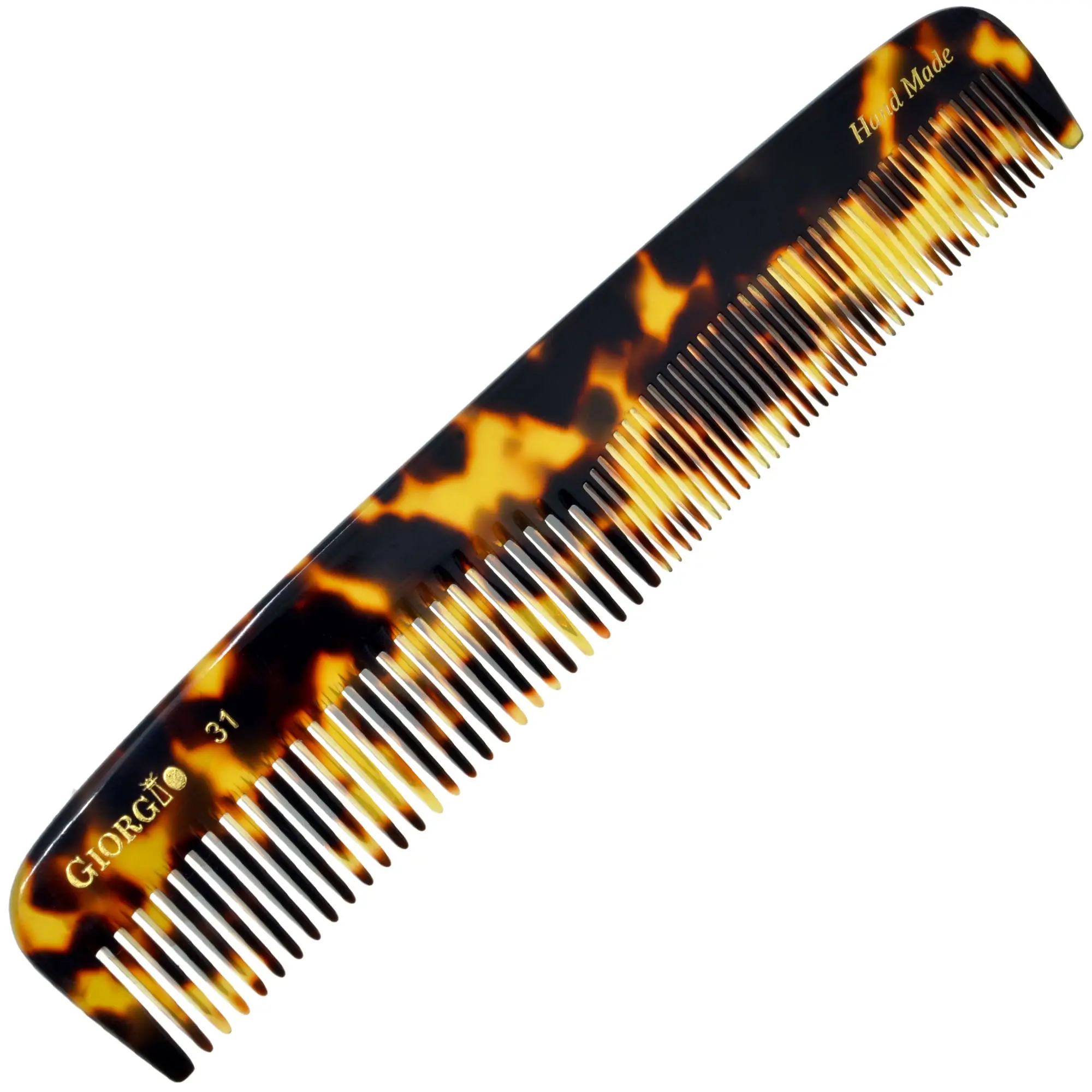 7" Handmade Fine and Wide Tooth Tapered Dressing Comb