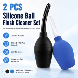 2pcs Silicone Ball Flush Cleaner with Silicone Nozzle Douche Cleaner ,Soft Silicone Material, ball rinser Gentle Cleaning Solution, Personal Care Product for Home & Travel, 360° Deep Cleansing Care Kit