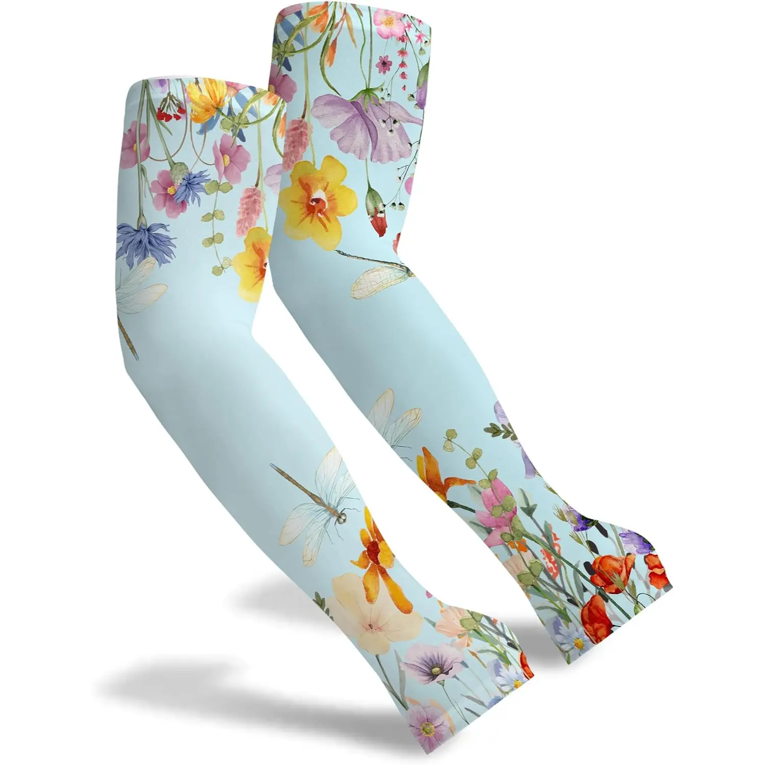 Floral Arm Sleeves Thumb Hole Sports Sleeves for Men Women