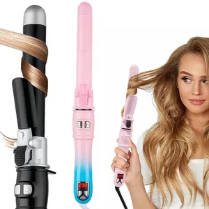 Automatic rotating, electric curling iron, Automatic Curler, large wave hairstyle automatic curling wand, create large wave curls, portable heated hairstyle design tool, safe heated, curling hair care products