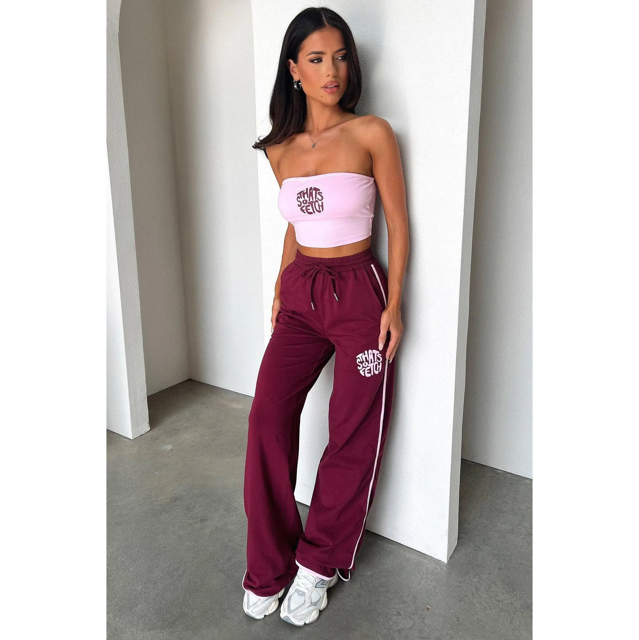 Beckham Wide Leg Pants - Burgundy