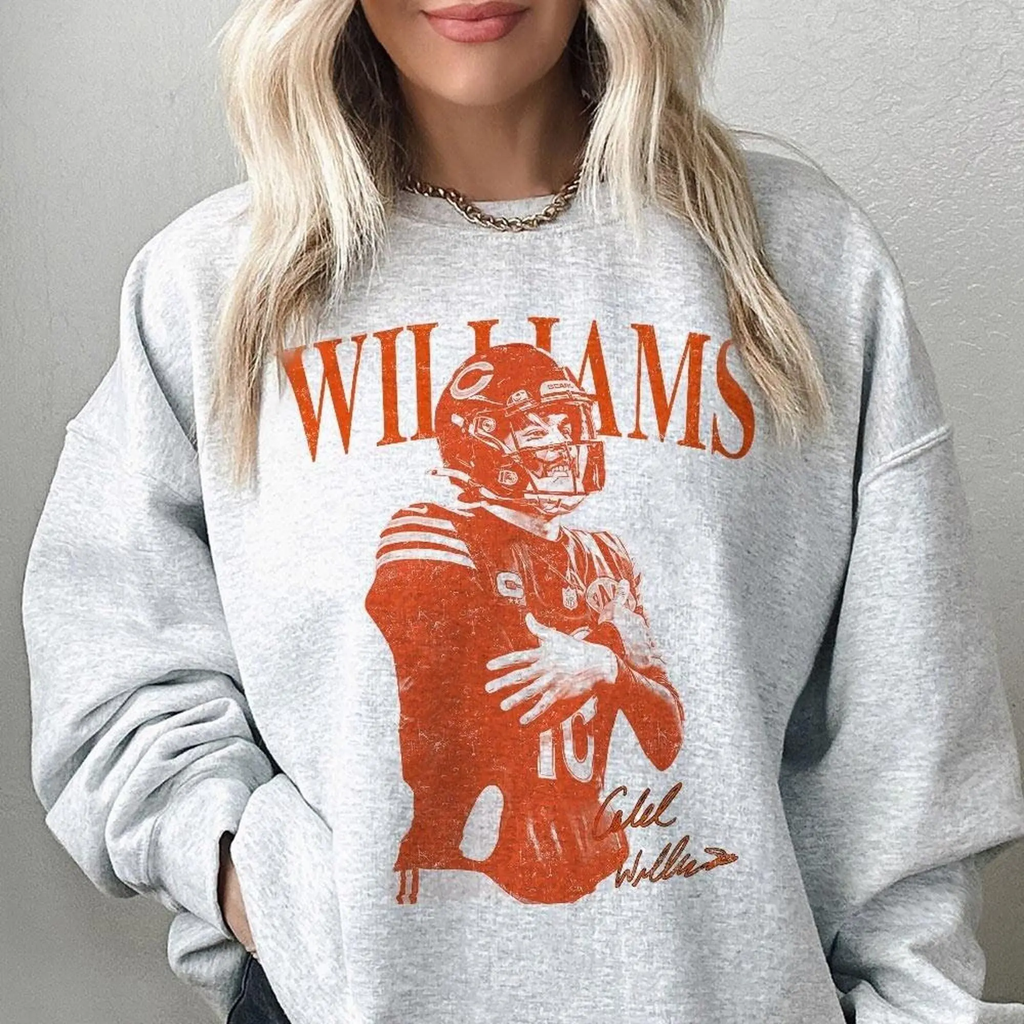 Caleb Williams Chicago Vintage Sweatshirt, Game Day Sweatshirt, Funny Retro Football Gift Unisex