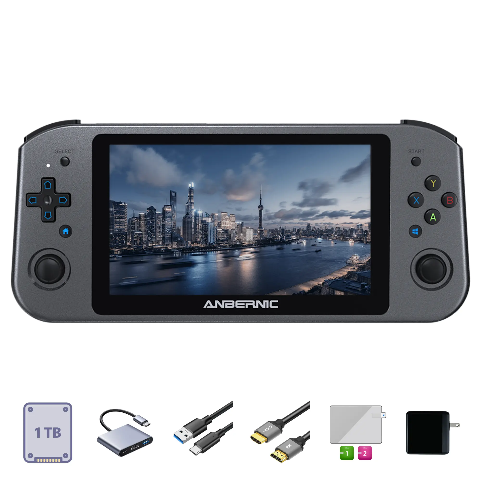 Anbernic Win600【Buy 1 Get 1 8K HDMI Cable+1 Multi-port Adapter+1 Screen Protector+】5G WiFi 4.2 Bluetooth 3050E Dali APU 16GB RAM DDR4/1TB SSD 5.94 Inch Screen 9000mAh Ready to Use