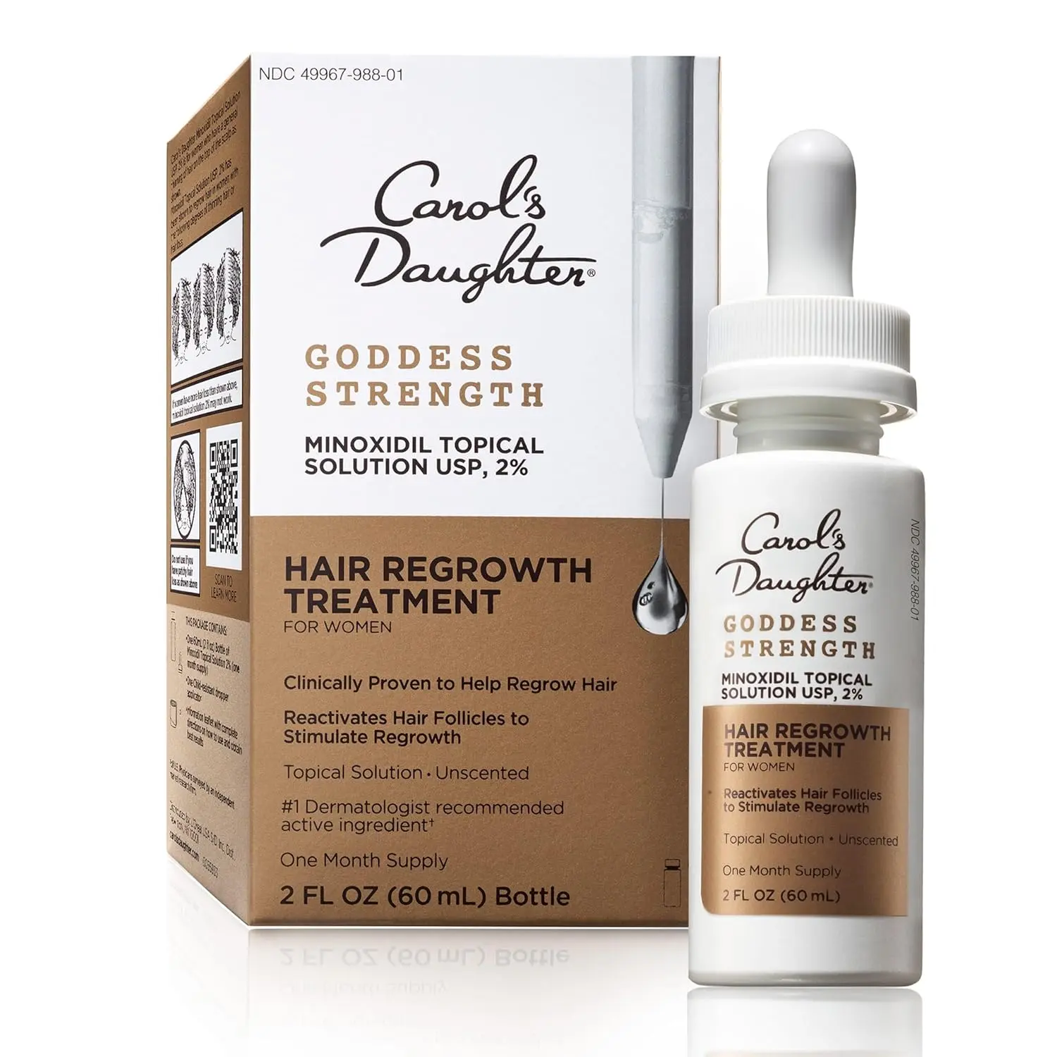 Carol's Daughter Goddess Strength Hair Regrowth Treatment for Women, 2% Minoxidil Solution for Hair Loss and Thinning, One Month Supply, 2 Fl Oz