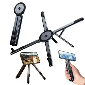 Multifunctional Magnetic Phone Holder, Phone Mount, Handheld Adjustable Selfie Stick, Foldable Tripod, Portable Desk Stand Accessories for iPhone iPad Tablet Laptop