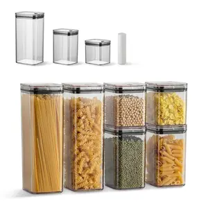 GAOMON 6Pcs Vacuum Seal Jars with Lids, Black, 2x1900ML + 2x1100ML + 2x700ML, 1 Manual Vacuum Pump, AS & Silicone Material, Airtight Food Storage Containers for Kitchen Pantry