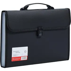 Legal Size 13 Pocket Accordian File Organizer Expanding File Folder for FC A4 Paper, Briefcase File Case with Durable Handle & Buckle Closure for School Home & Business (Black-2)
