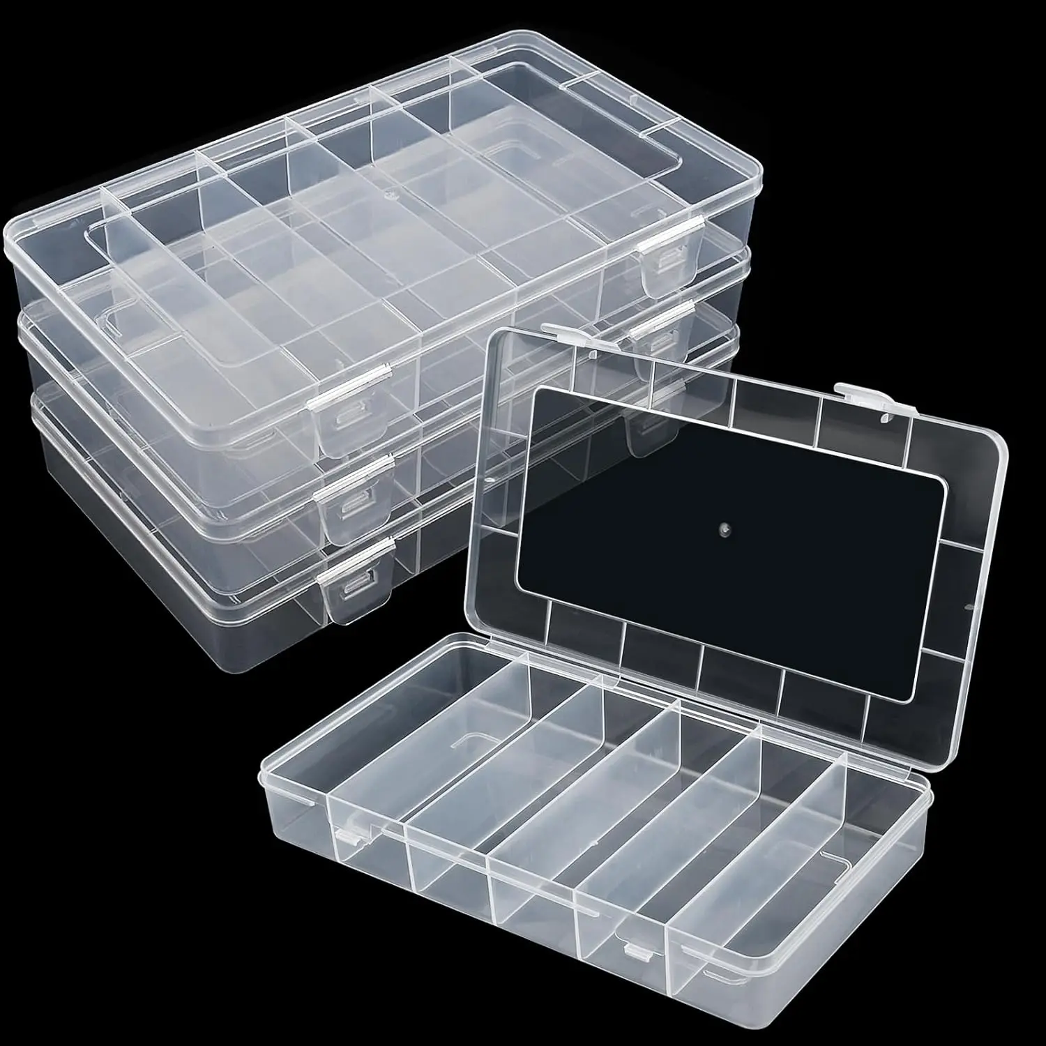 1/2/4 pcs 6 Grids Tackle Box Organizer, Fishing Tackle Organizer, Fishing Accessories, Fishing Organizer Accessory, Fishing Boxes, Plastic Organizer Box, Compartment Storage Box, Small Items and Craft Organizer for Lure Bait Hooks Storage Screws Nail Pins