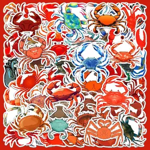 Crab Series Sticker, 50pcs/set Waterproof Decorative Sticker, Creative Decal for Phone Case, Laptop, Notebook, Helmet, Skateboard, Furniture