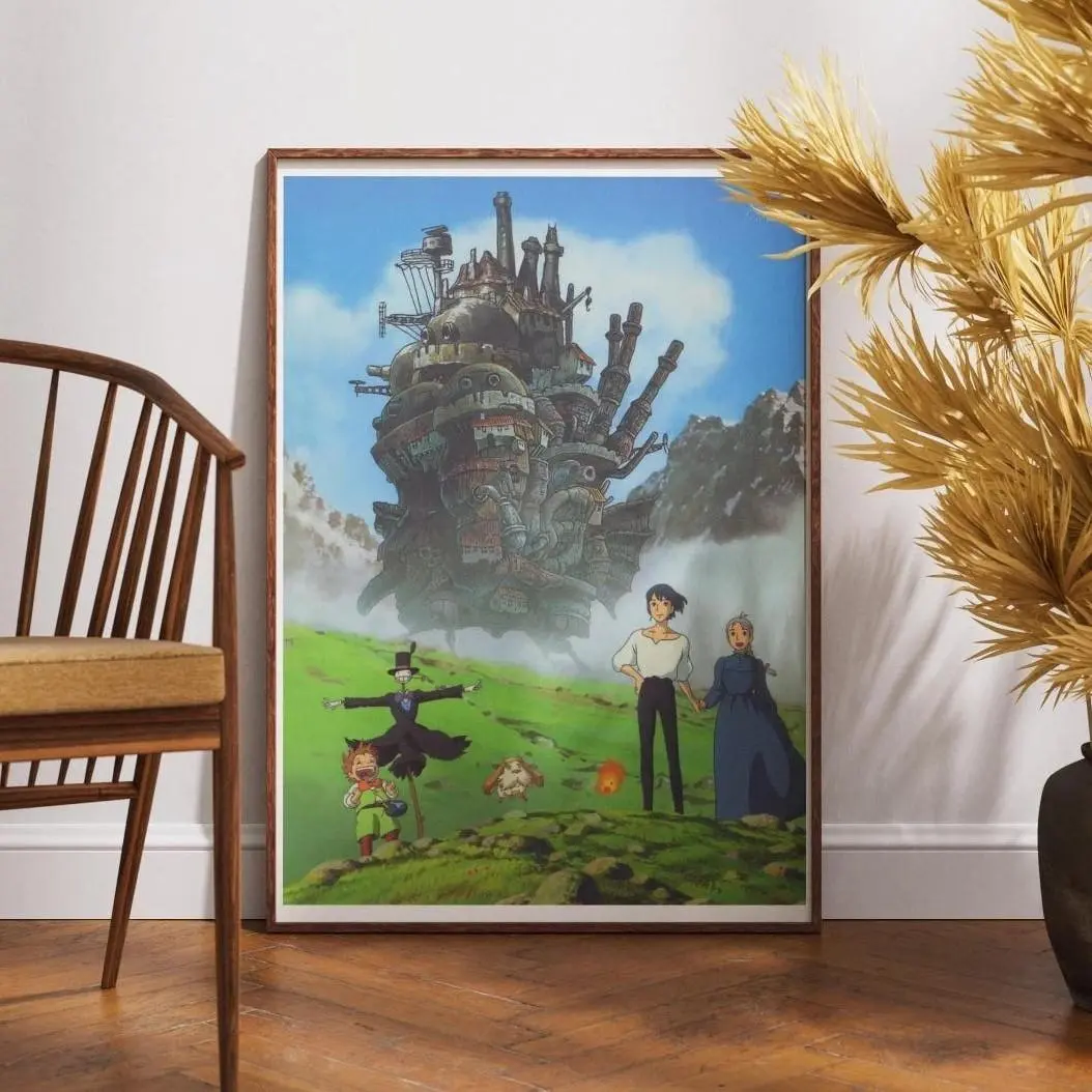 Howl’s Moving Castle 2004 Movie Poster, Studio Ghibli Wall Art Print Poster - Unframed