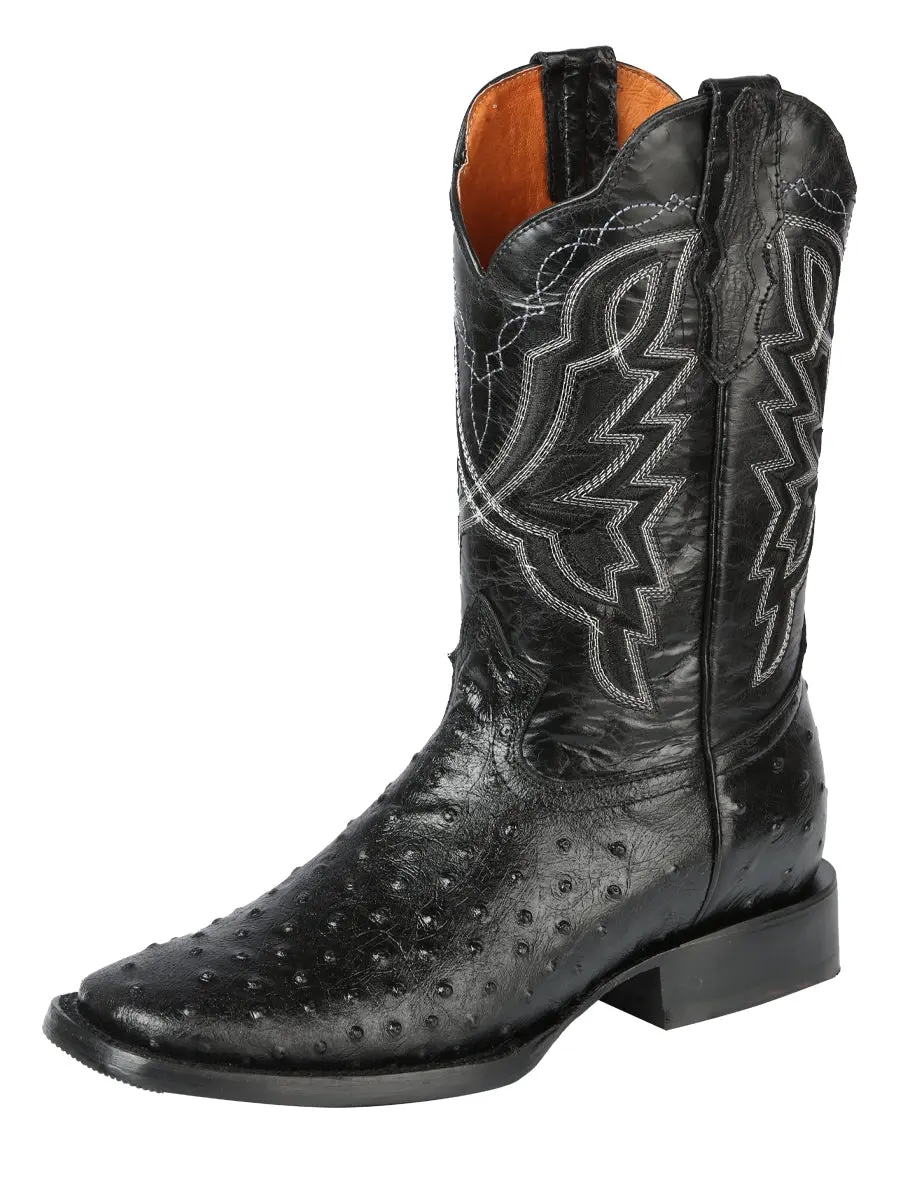 El General Rodeo - Printed Ostrich  boot - Black