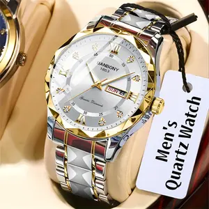 [Stainless Steel Roman Watch] 1pc Multifunctional Stainless Steel Men's Watch - Roman Numerals Dial Rhinestones - Ideal for Birthday, Holiday Gifts Valentine's Day