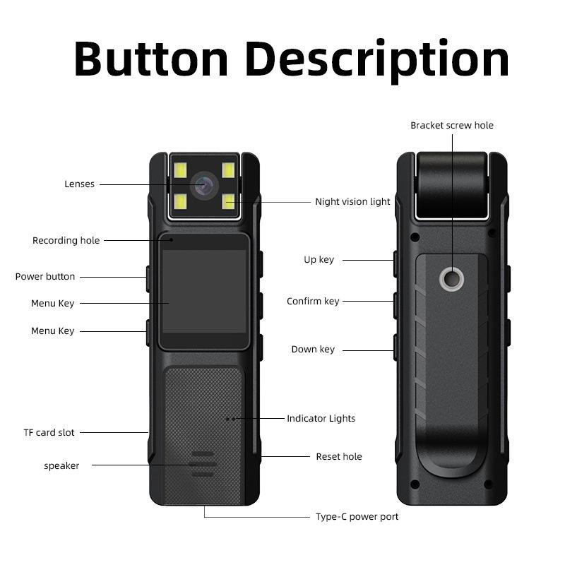 1080P HD Body Camera with 180° Rotating Lens - PortableClip-On Recorder, Night Vision, 130° Wide Angle, USBRechargeable for Security, Workplace Evidence, OutdoorAdventure & Content Creation