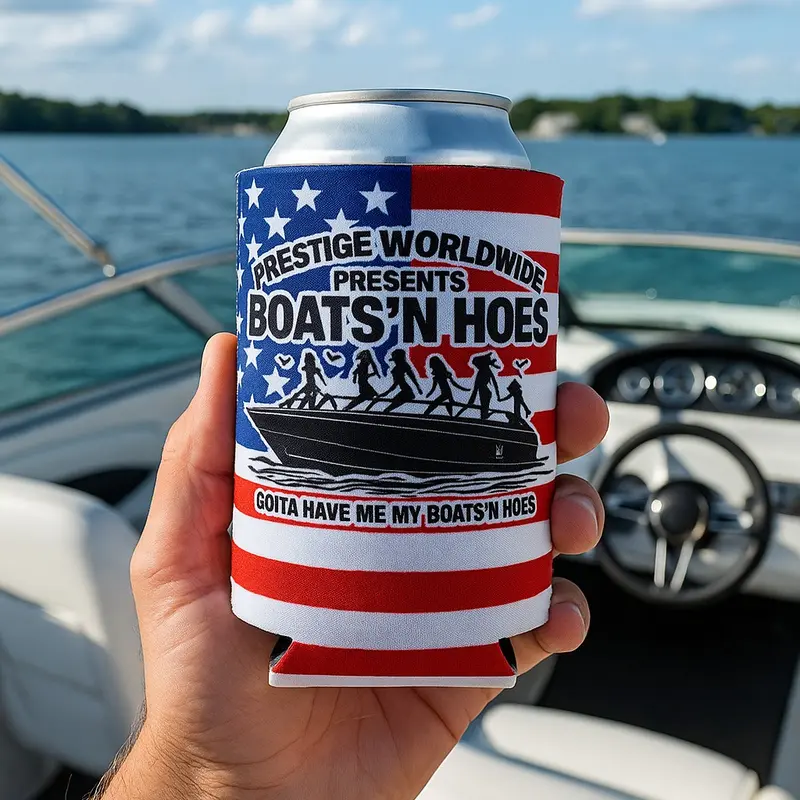 Boats ’N Hoes Beer Sleeve – Funny Patriotic Koozie | Keeps Drinks Cold, Party Must-Have, Perfect for Boating & BBQs 4th of July Party Gift