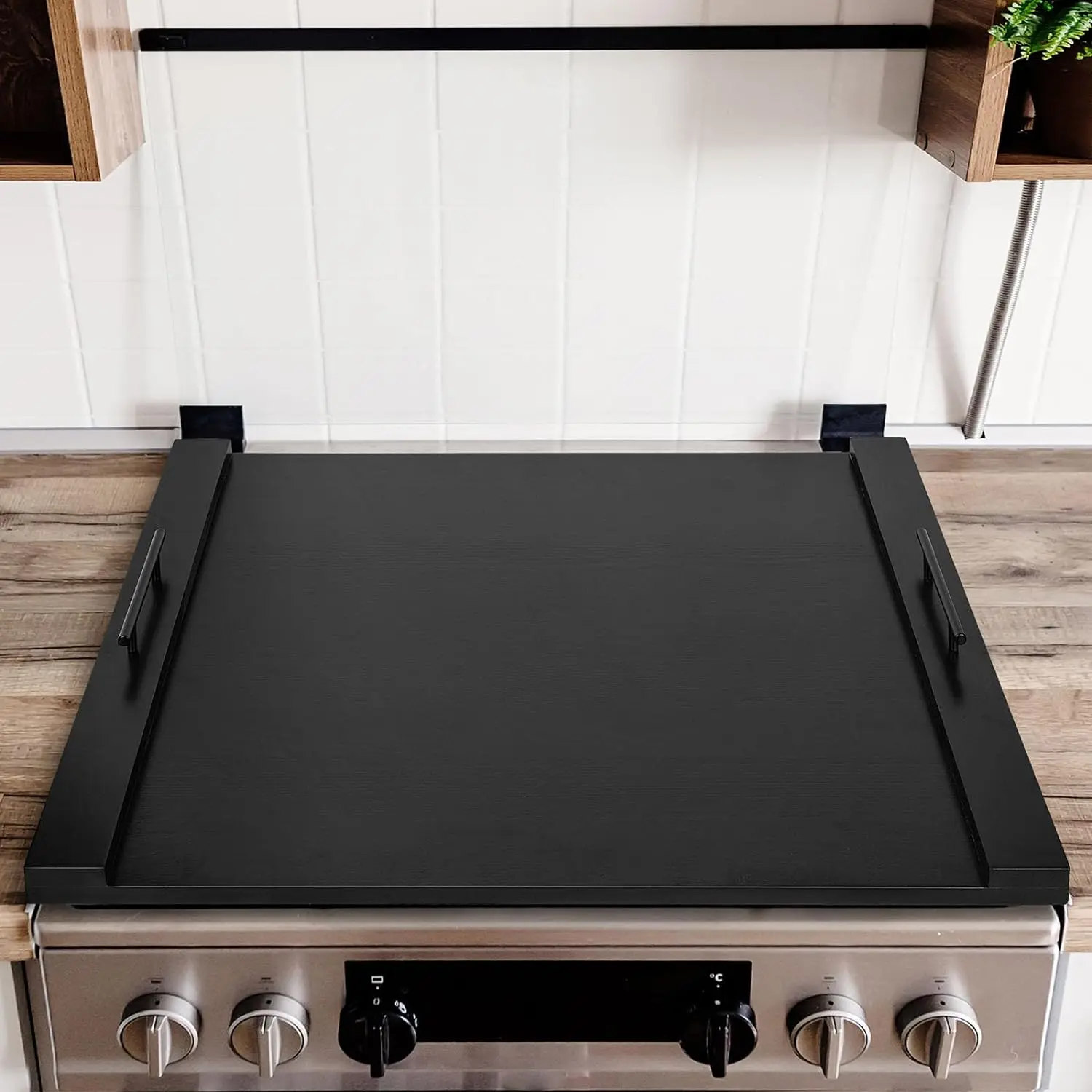 Stove Cover Noodle Board, Wood Gas Stove Cover Board with Handles, Stove Top Covers for Electric Stove, Stove Covers for Gas Stove Top 4 Burners Square, RV Stove Gap Cover Stovetop Cover Kitchen Decoration