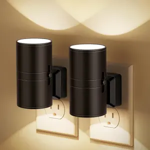 DORESSHOP 2 Pack Wall Sconce-Style Night Light with Dusk to Dawn Sensor Soft White 3000K Light Stylish Lamp for Bedroom Kitchen Hallway Auto Night Light as Living Room Decor Indoor Lighting Modes Adjustable