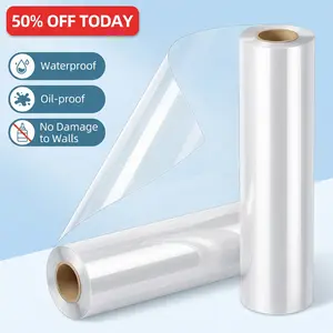 Clear Static Wall Protector Film, Self-Adhesive No Residue Peel and Stick Wall Covering, Waterproof Oil-Proof Transparent Wall Protector for Painted Walls, Door, Cabinet, Furniture Protection