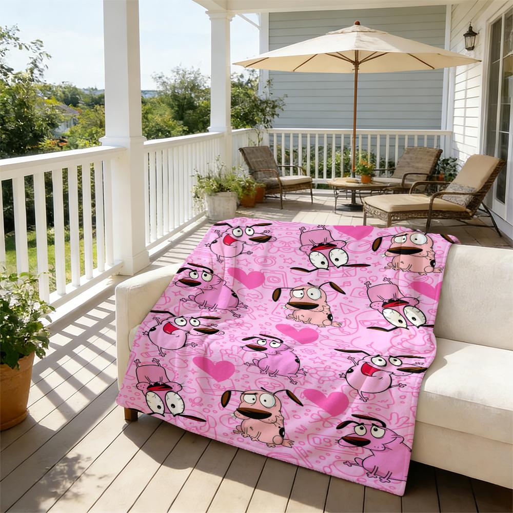 Cowardly Dog - Courage Pink Cartoon Blanket Soft Funny Throw Blanket Cozy Lightweight Plush Portable Cover Blanket For Sofa,Warm Gift For Birthday,Christmas,Multiple Blanket Suitable for all four seasons A gift suitable for fans, friends and children