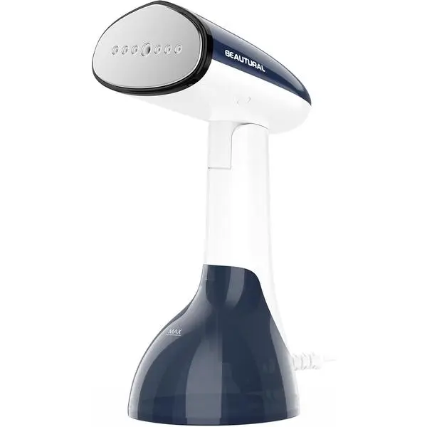 BEAUTURAL Handheld Clothes Steamer - White Garment Wrinkle Remover with Aluminum Heating Plate, 1200W Fast Heat-up, Portable Design, Large Detachable Water Tank (120V Only)