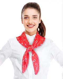 CBC Crown Lightweight Music Notes Print 35" x 35" Square Silk Feeling Scarf - Red