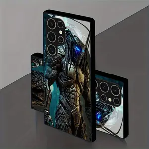 Phone Case with Predator Pattern in Tempered Glass, for the Galaxy S25 S24 S23 S22 S21 Ultra Plus S20 FE 4G 5G and A55 A54 A35 A34 A32 A25 A16 A15 A13 A06 A05 A05S Series, Elegant Business Style. Modern and Anti-Fall Design