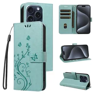 Protective Smartphone Case Cover Compatible with iPhone Models 17 Pro Max to 11, Durable Design & Secure Fit, with Card Holder, Perfect for Daily Use, Floral Pattern, Flower, Accessories