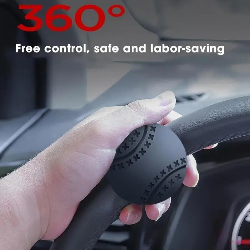 Car Steering Wheel Spinner Knob Booster, 360-Degree Rotation, Soft Silicone Anti-Slip Labor-Saving 1-Hand Steering Accessory for Cars, Mowers, Boats