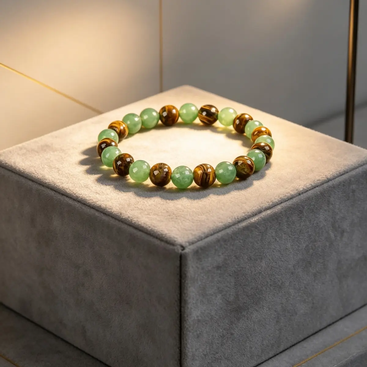 Money Attraction Bracelet aesthetic with Green Aventurine & Tiger Eye - blue friendship bracelet beaded jewelry protection bracelet encouragement gift fashion artificial bracelet of the day Colorblock Beaded Bracelet