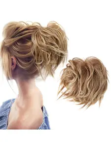 Messy Bun Hair Extension, Short Ponytail, Natural Flowing Voluminous Half Braid, Synthetic Fiber, Synthetic Extensions, Synthetic Hairpieces, Enhances Hair Volume