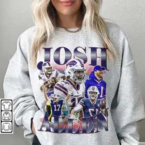 [Sale off up to 50%] Josh Allen Retro Football Sweatshirt, Vintage 90s Style Football Fan, Game Day Apparel, streetwear graphic tee