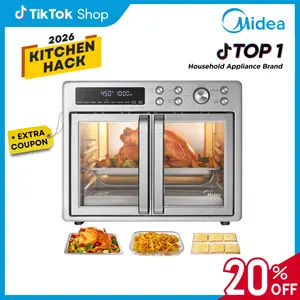 [2026 Kitchen Hack] Midea Flexify French Door Air Fryer Toaster Oven Combo 26.4 QT, Extra Large Countertop Air Fryer Oven 10-in-1 Combo 25% Faster Cooking & 90% Less Oil, Elegant Design Convection Fan, Gift of the Season