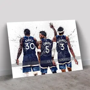 Anthony Edwards Poster, Jaden McDaniels, Julius Randle, Minnesota Timberwolves Big Three, Poster Print Unframe, Wall Art, Kids Decor, Mancave Gift