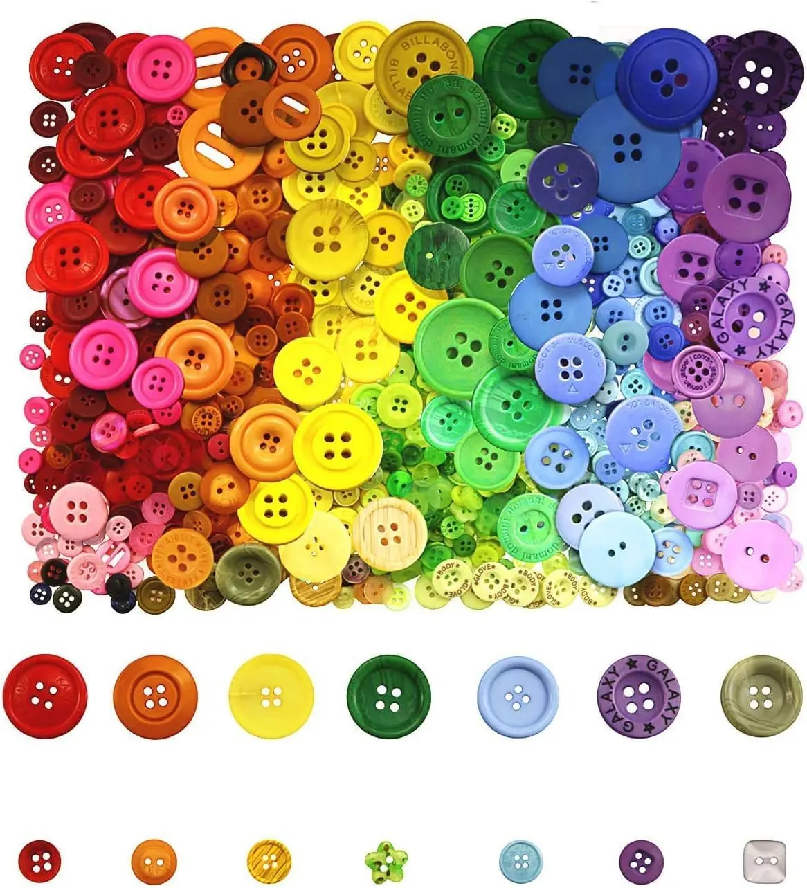 800Pcs Assorted Resin Craft Buttons, Bulk Mixed Color Sewing Buttons with Round 2-Hole & 4-Hole Designs, for DIY Projects, Kids Crafts, Doll Making Decorations