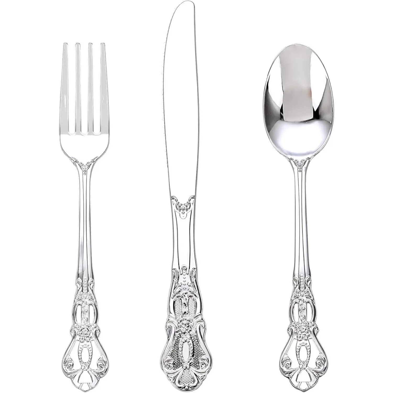 90 count  Plastic Silverware - Heavy Duty  Disposable Cutley - Fancy Plastic Utensils Flatware Include 30 Forks, 30 Spoons, 30  for Catering, Parties, Dinners, Weddings