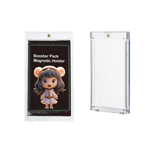 10pcs Transparent Cards Booster Pack Magnetic Display Holders - Thickened Protection Case with Secure Sealing, for PTCG TCG Trading Card Booster Pack, Display Storage Box for Games Cartoon Card Collector Gamer, Clear Visibility Case (Not Include Cards)