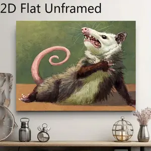 1pc Unframed Chic Artistic Opossum Canvas Poster, Canvas Wall Art, Poster and Vibrant Print, Artwork Wall Painting for Gift, Bedroom, Office, Living Room, Cafe, Wall Decor, Indoor Room Decor, Home and Dormitory Decor Christmas Decoration, New Year Decor