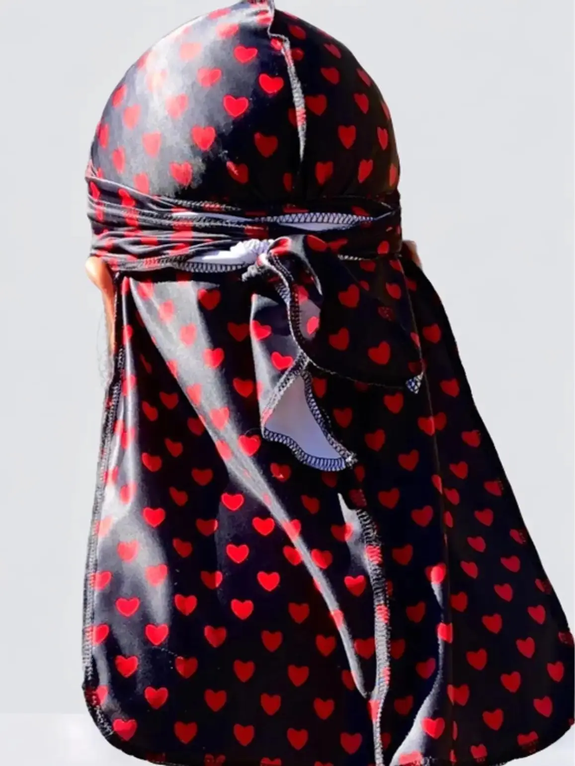 Red Heart Durag  - "Red Heart" Urban Print Pattern Design for Summer Fall Winter Spring