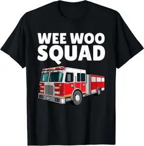 100% Cotton Funny Firefighter Art For Men Women Fire Truck Fireman T-Shirt