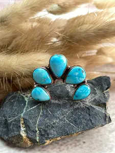 Handmade Copper Sierra Bella Turquoise Naja Adjustable Ring