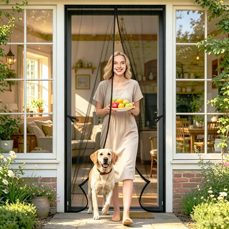 1PC Magnetic Mosquito Screen Door, Self-sealing Magnet Door Panel, Heavy Duty Fiberglass, Easy to Install, Pet Friendly Door Curtain, No Drilling Installation, Suitable for Bedroom, Office, Kitchen, Living Room