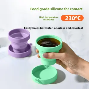 Collapsible Silicone Cup, Food Grade, BPA Free, Portable Travel Cup, Reusable, Foldable, Dishwasher Safe, with Lid, Lightweight, for Camping, Hiking, Travel, Office, Mouthwash Cup, Leak Proof Silicone Drinking Cup