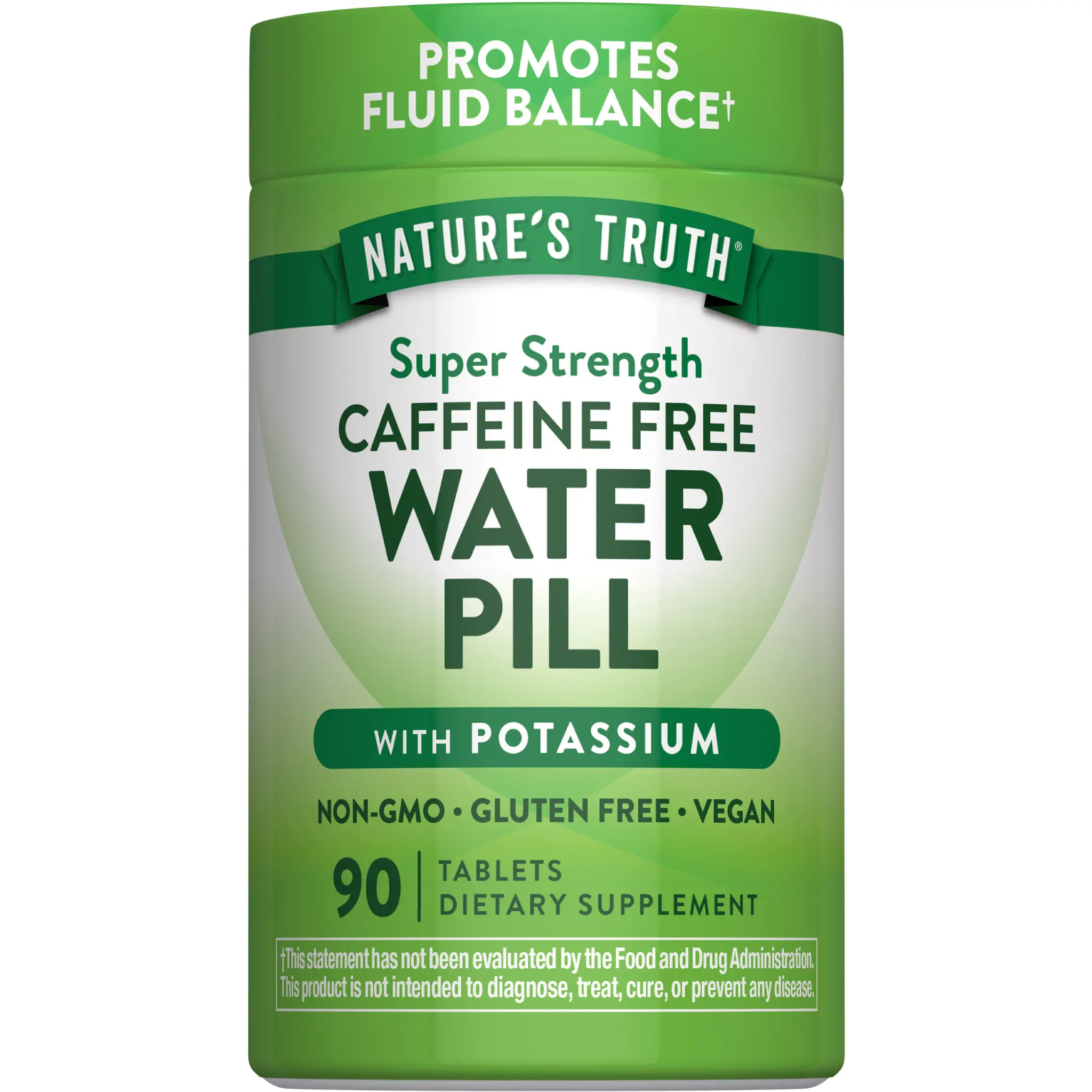 Nature's Truth Water Pill with Potassium - Caffeine Free - 90 Count - Vegan, Non-GMO & Gluten Free