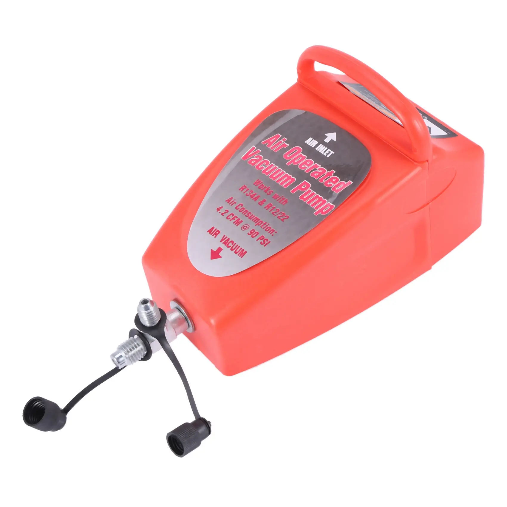 Handheld Pneumatic Air-Operated Vacuum Pump - 4.2 CFM, 75 psi-180 psi, 17.5*10*8cm PE Plastic Handheld Tool for R134a/R12 Car A/C Systems, Refrigerators, Freezers with Moisture Removal, Simple Setup