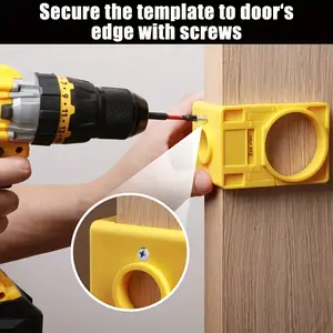 Complete carbon steel door lock installation kit, including hole saw, handle guide, and wood door template, Door Knob