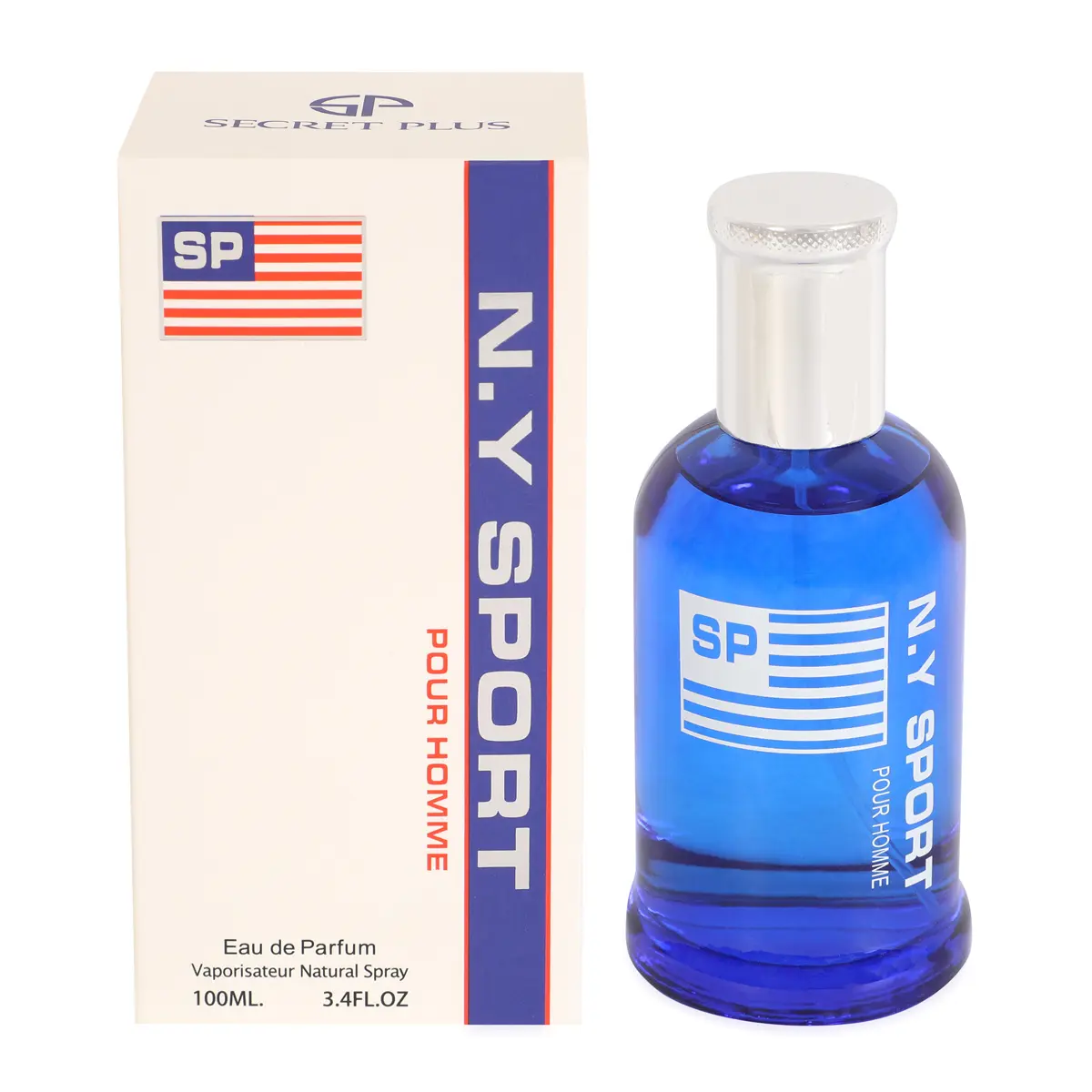Secret Plus N.Y. Sport Eau de Parfum for Men 100ML Blue Bottle with American Flag Design