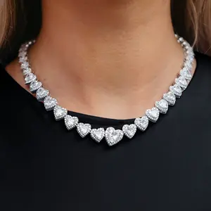 Diamond Heart Cluster Necklace in White Gold - Shop Greenish Spring Glow Up Sale